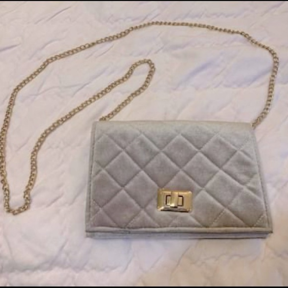 Purple velvet crossover purse